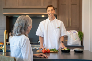 Personal chef for seniors with a client in her home.